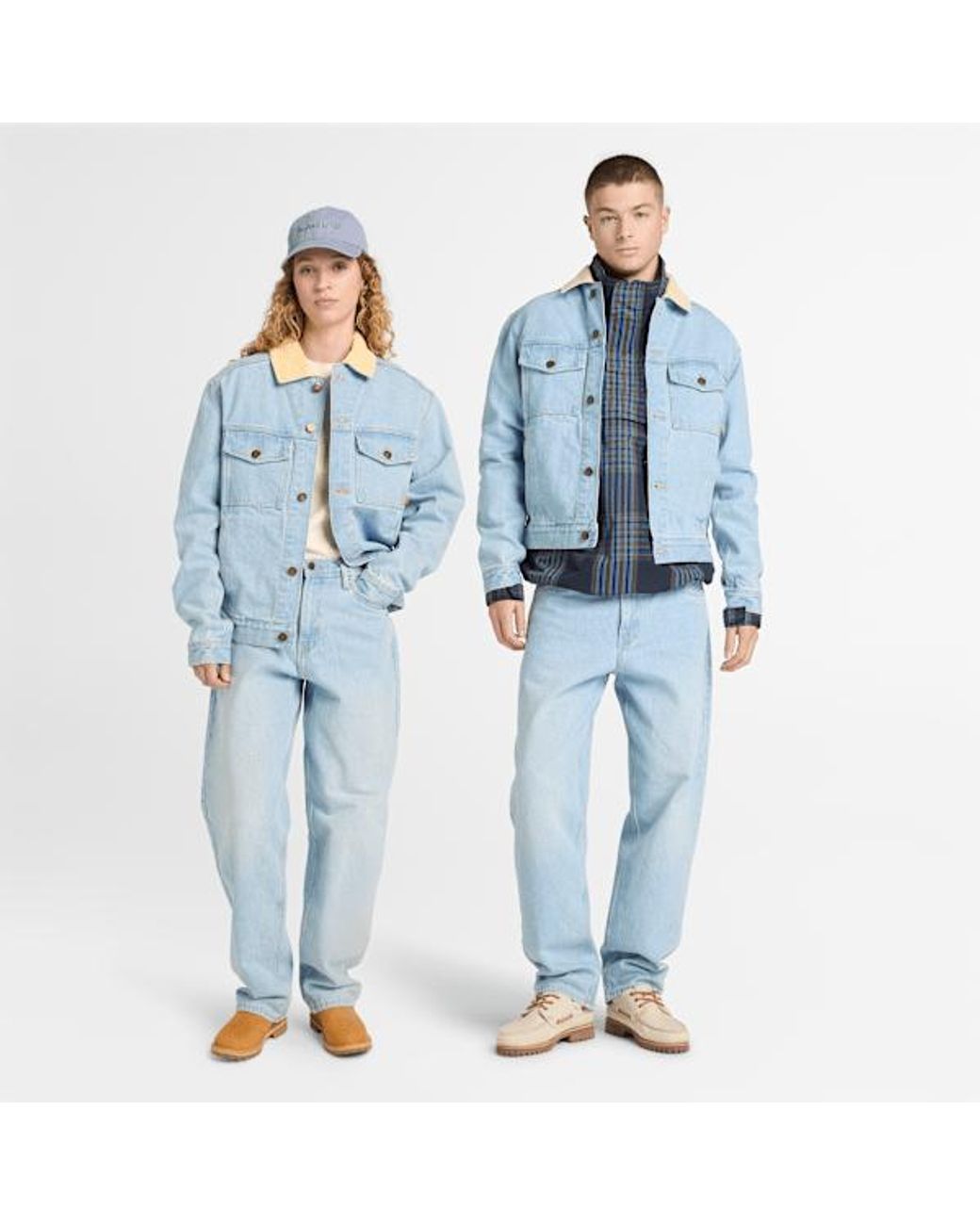 Timberland Blue All Gender Corduroy Collared Denim Jacket