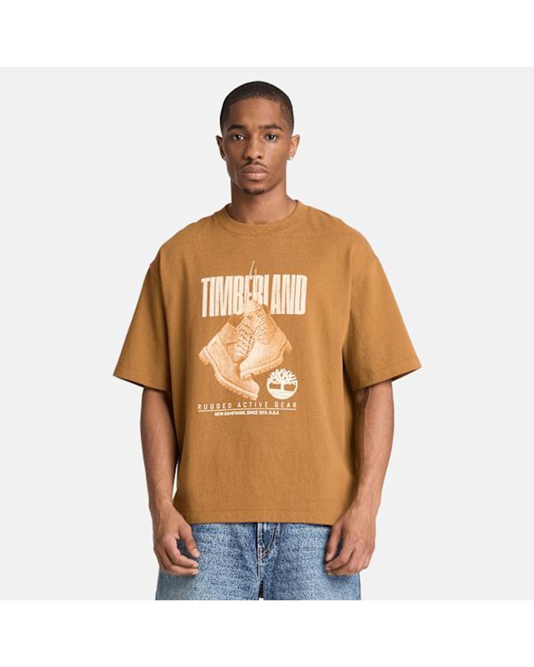 Timberland Brown Rugged Boot Short-Sleeve T-Shirt For for men