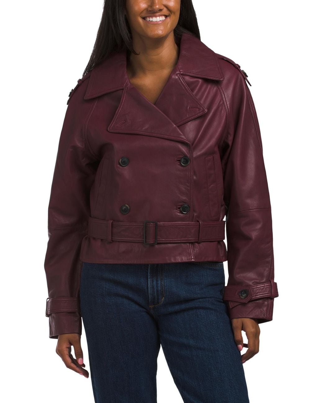 Tj Maxx Red Leather Trench Bomber Jacket For Polyester/Leather