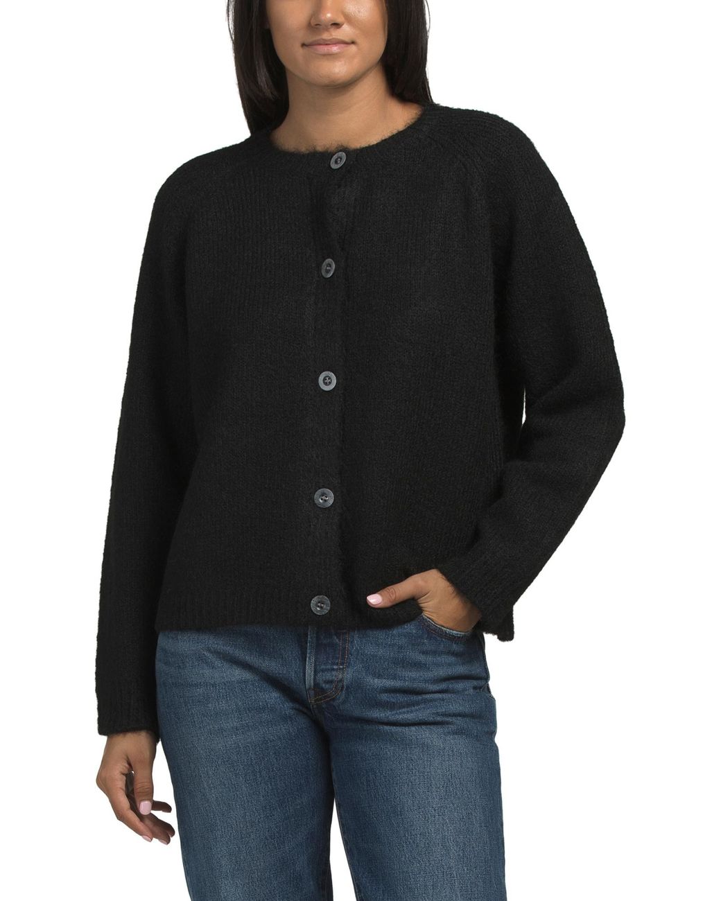 Tj Maxx Black Classic Button Down Cardigan, Nylon/Spandex/Polyester