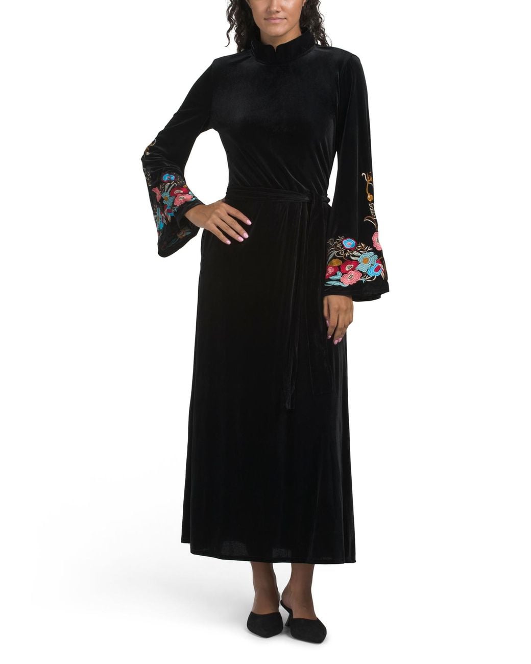knee length dresses for ladies Strappy Back Spandex Halter Trumpet Dress with Beaded Appliques Missy / 4 / Black main image 0