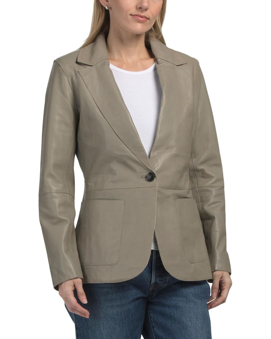 Tj Maxx Gray Leather Noian Blazer For Polyester/Leather