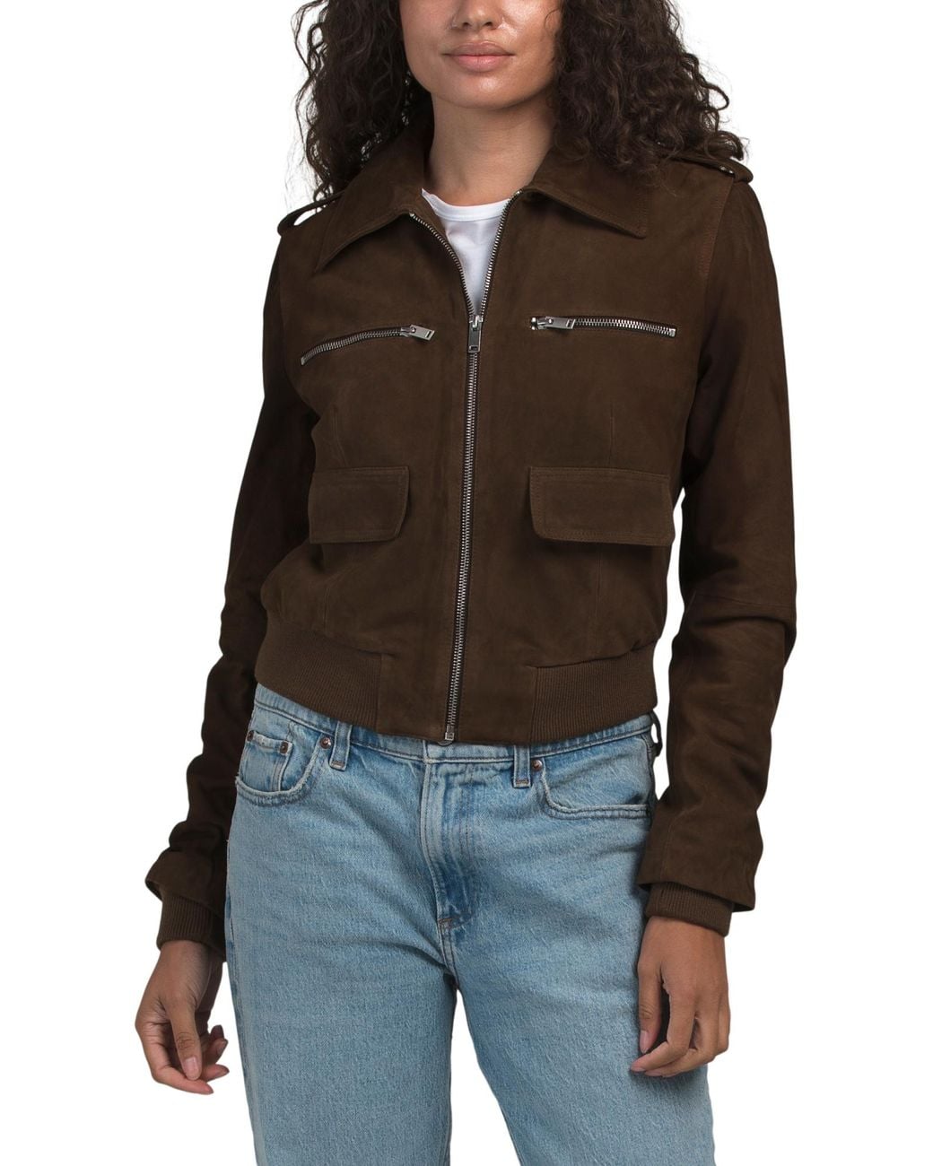 Tj Maxx Black Suede Zip Jacket, Polyester/Suede