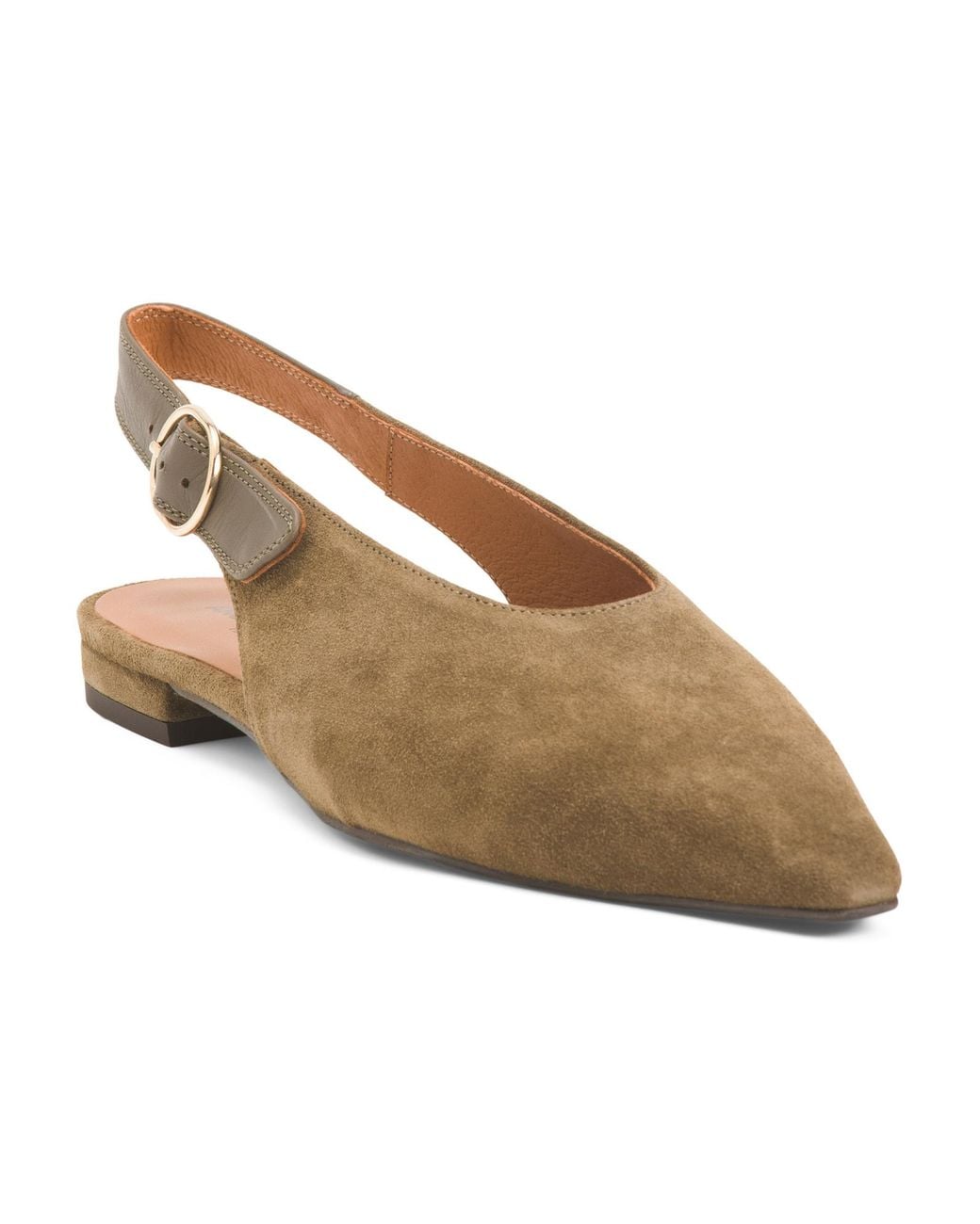 TJ Maxx Suede Pointy Toe Slingback Flats For /Suede in Green | Lyst