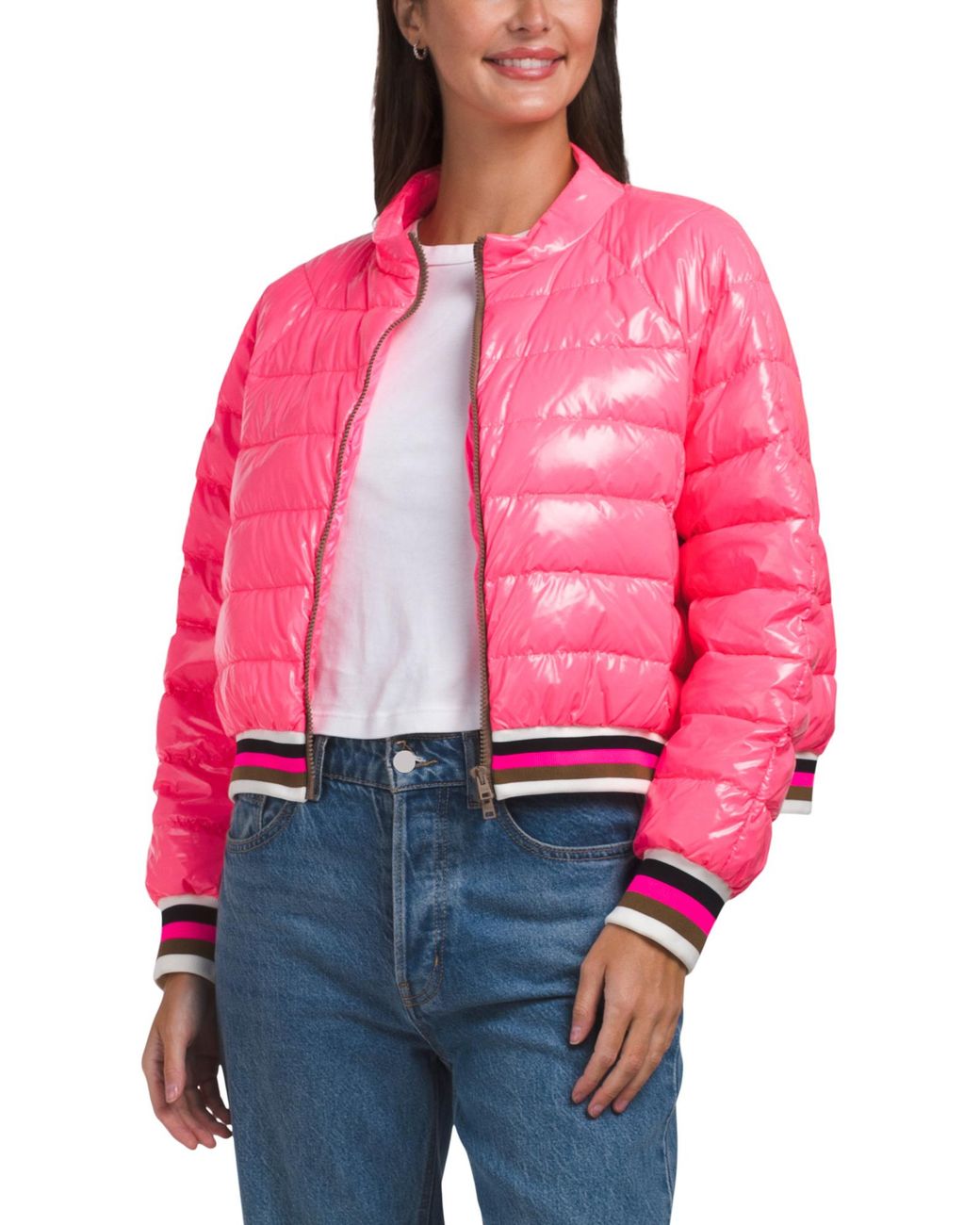 Tj Maxx Red Quilted Cropped Jacket