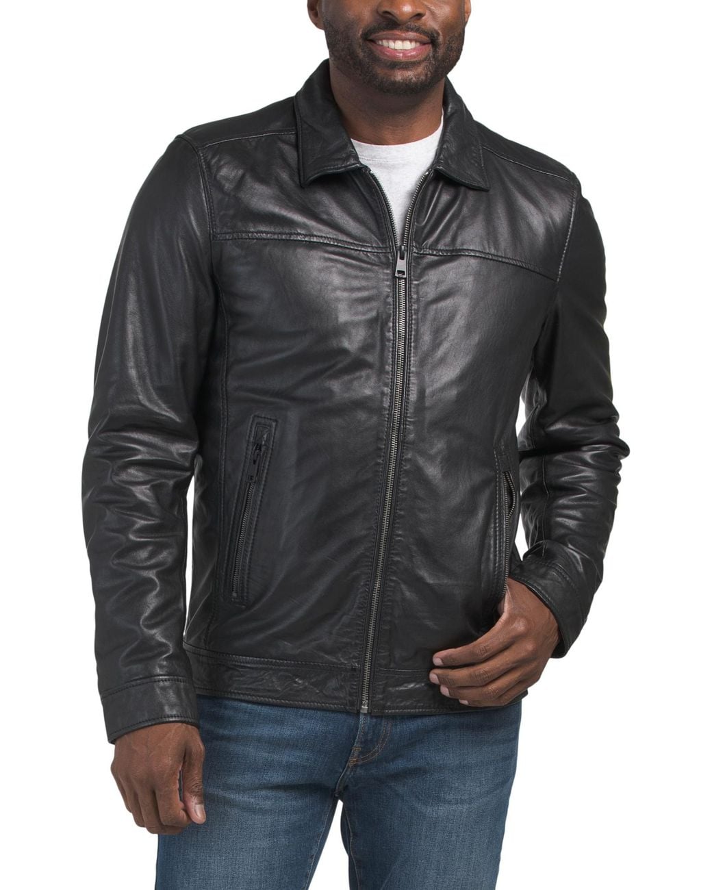 Tj Maxx Black Leather Max Jacket For Polyester/Leather for men