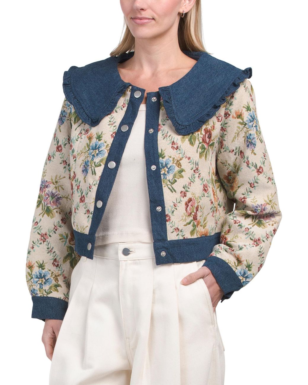 Tj Maxx Blue Tapestry Jacket, Cotton/Polyester