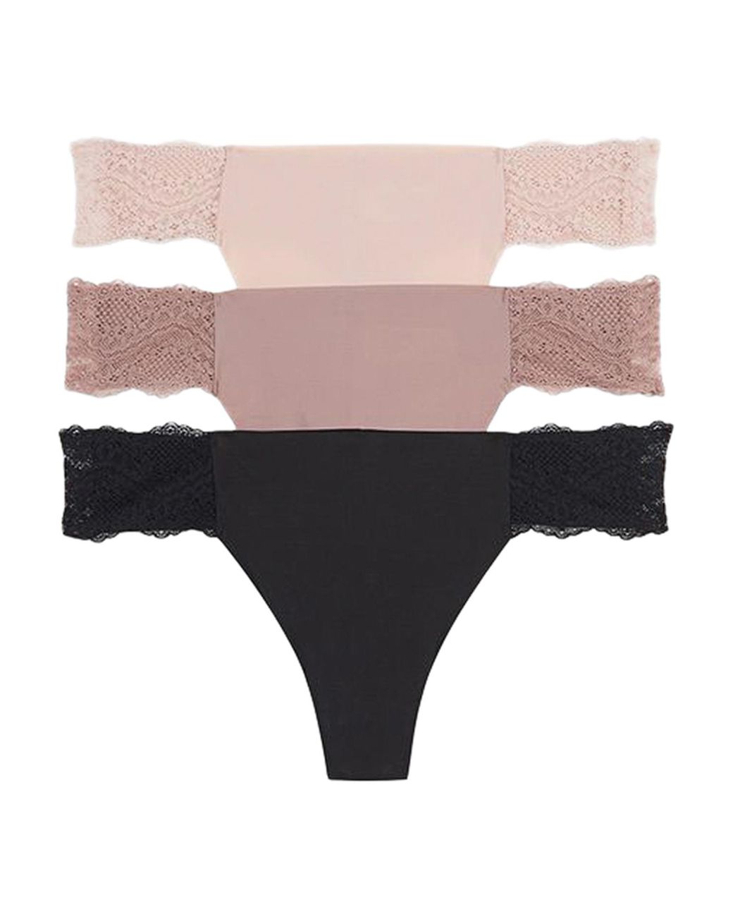 TJ Maxx 3Pk B Bare Lace Thongs For Nylon/Spandex/Cotton in Natural | Lyst