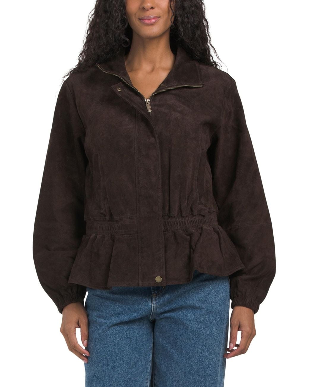 Tj Maxx Black Suede Peplum Jacket, Polyester/Suede