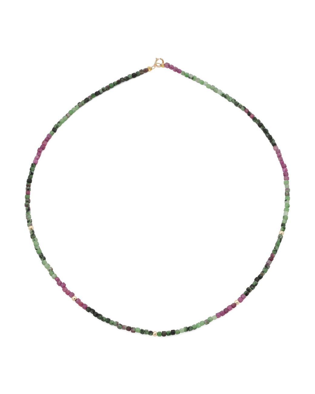Tj Maxx Metallic 14Kt Ruby Zoisite Cube Beaded Necklace