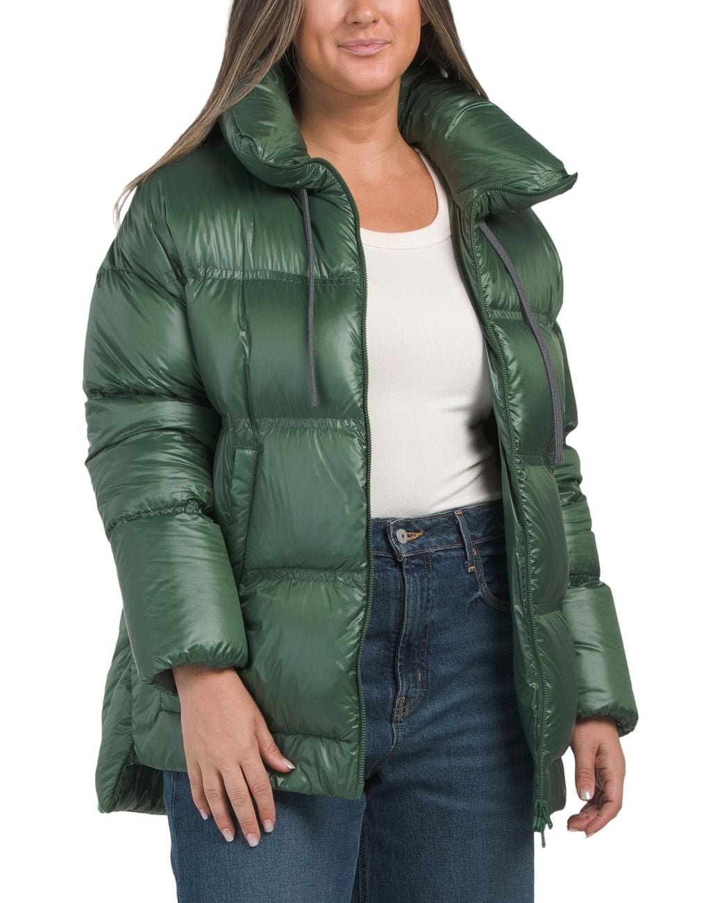 Tj Maxx Green Full Zip Down Jacket, Nylon