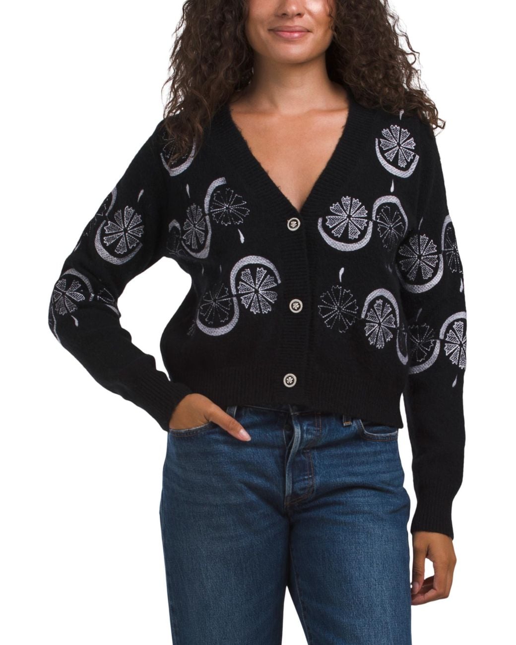 Tj Maxx Black Button Down Cardigan, Nylon/Acrylic