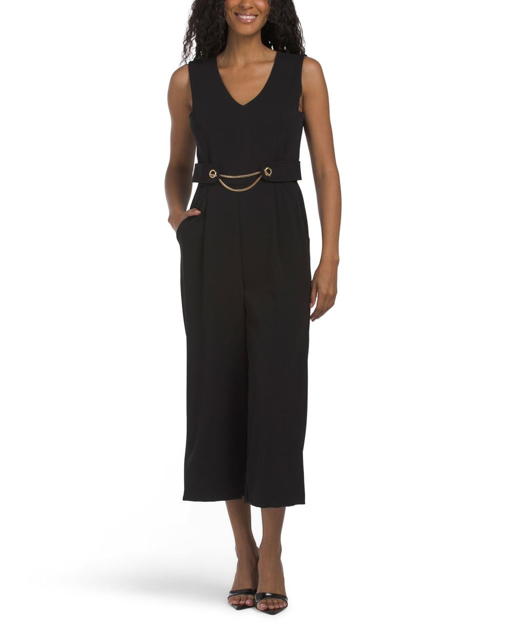TJ Maxx Sleeveless Chain Detail Jumpsuit For Spandex/Polyester in Black ...