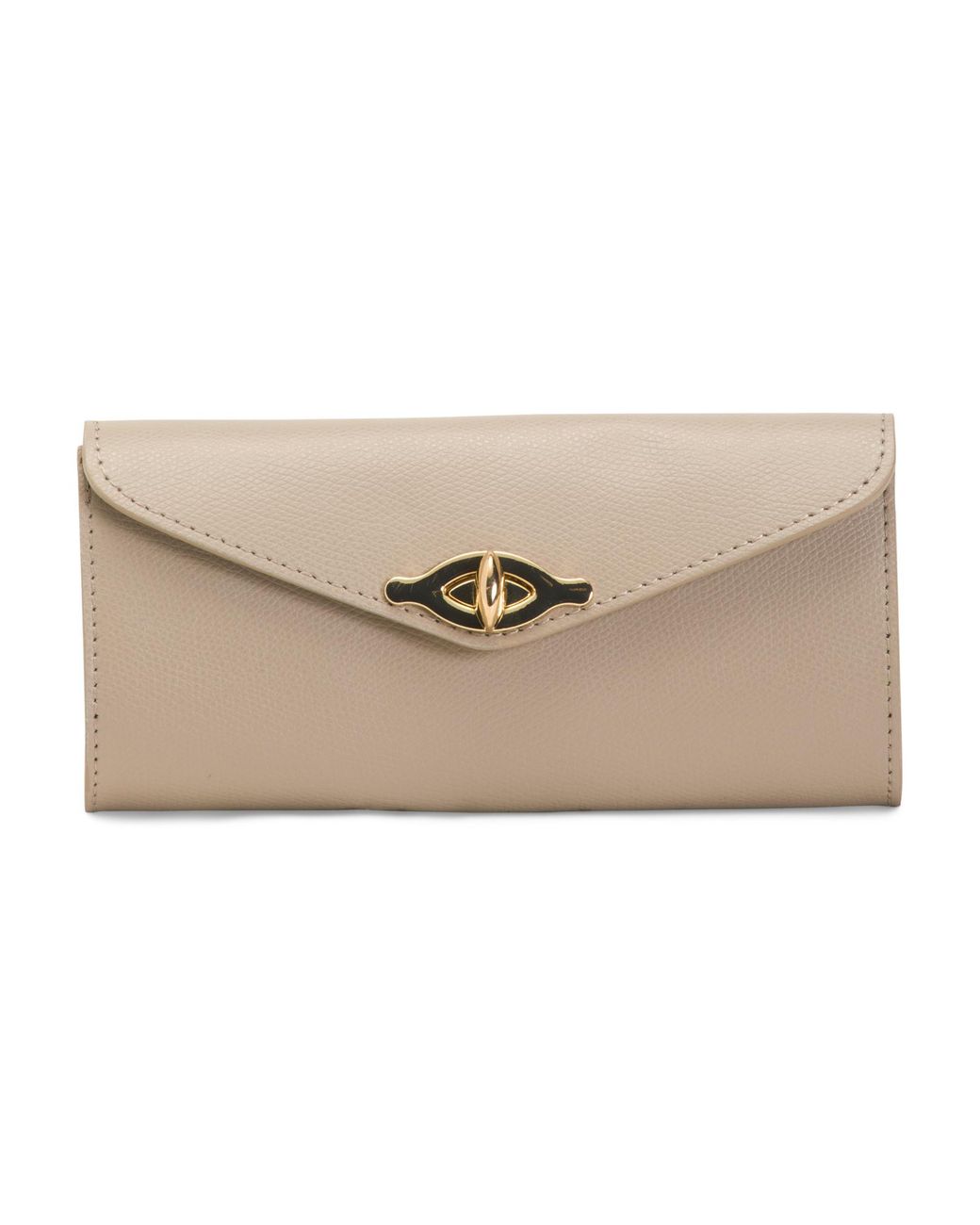 Tj Maxx Natural Leather Turn Lock Close Lining Wallet, Leather