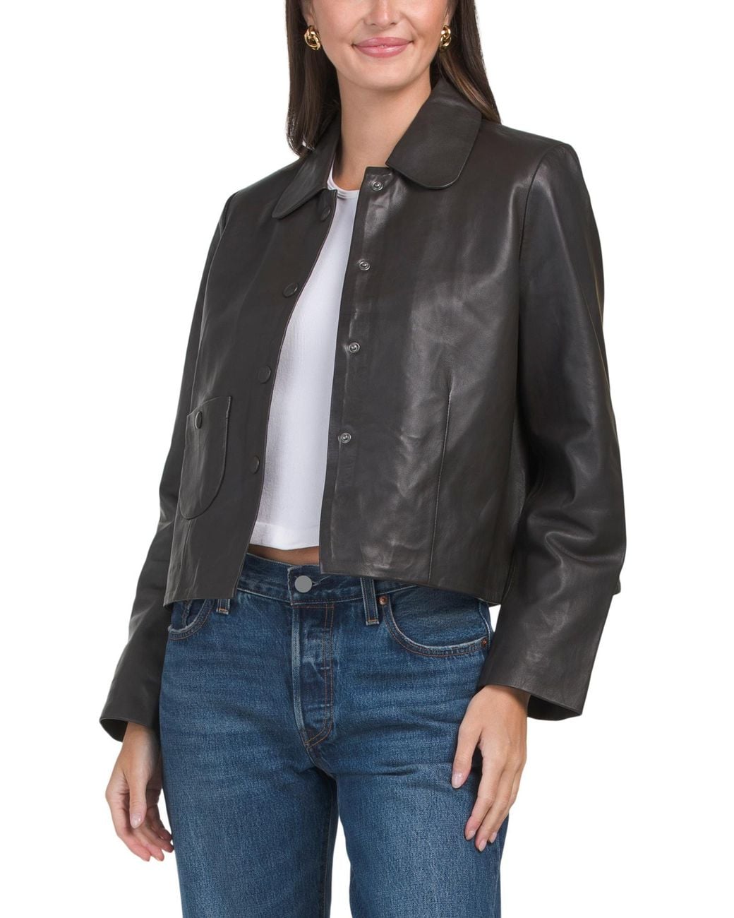 Tj Maxx Gray Leather Marley Jacket, Nylon/Polyester/Leather