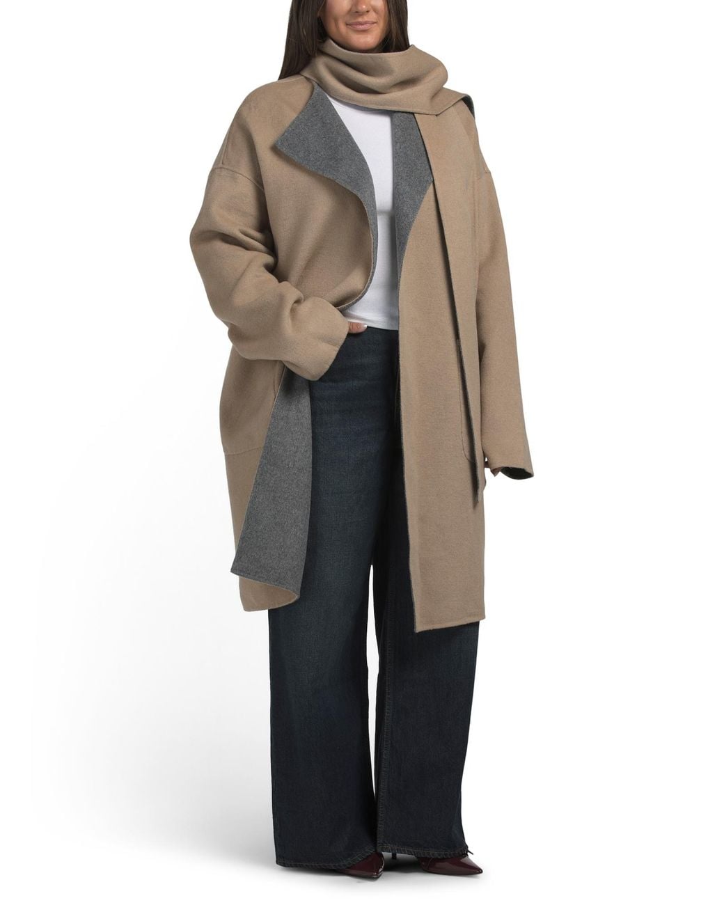 Tj Maxx Multicolor Wool Blend Ivy Double Faced Coat, Polyester/Wool