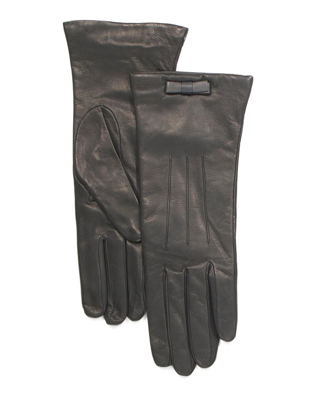Tj Maxx Gray Leather Central Bow Gloves For