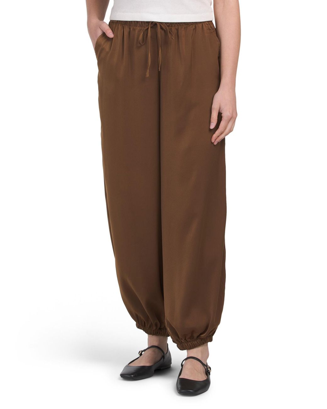 Tj Maxx Brown Balloon Pants With Drawstring For Polyester