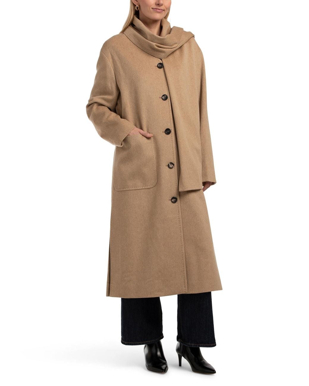 t*o様 LINEN WOOL SINGLE BREASTED LONG JAC Linen blend single-breasted jacket Woman, Beige | TWINSET Milano