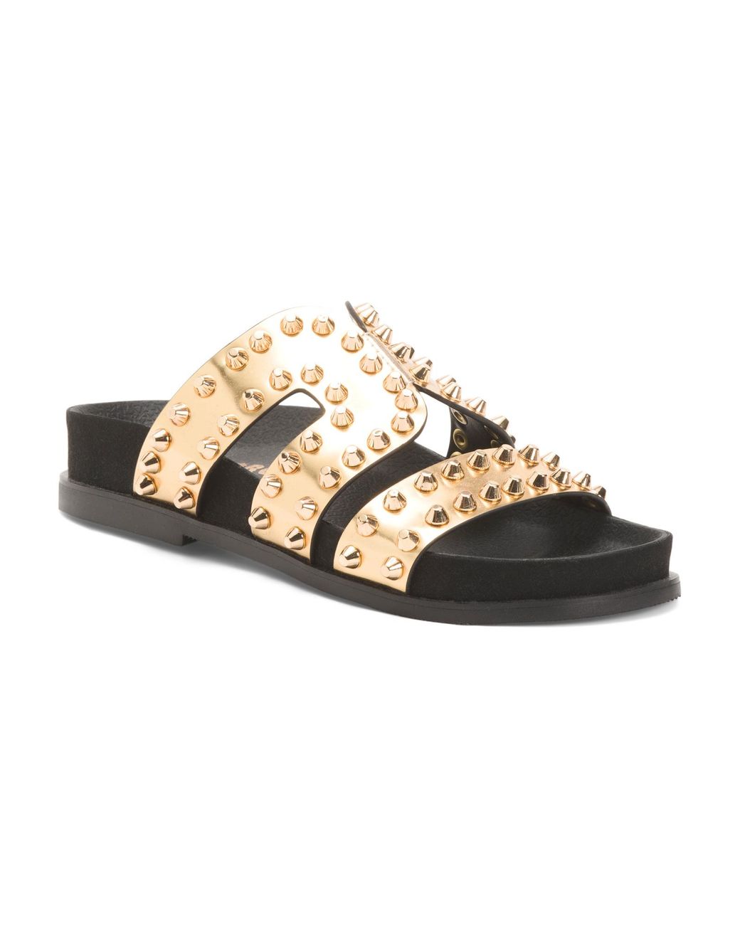 Tj Maxx Metallic Leather Flat Rivet Sandals For Leather
