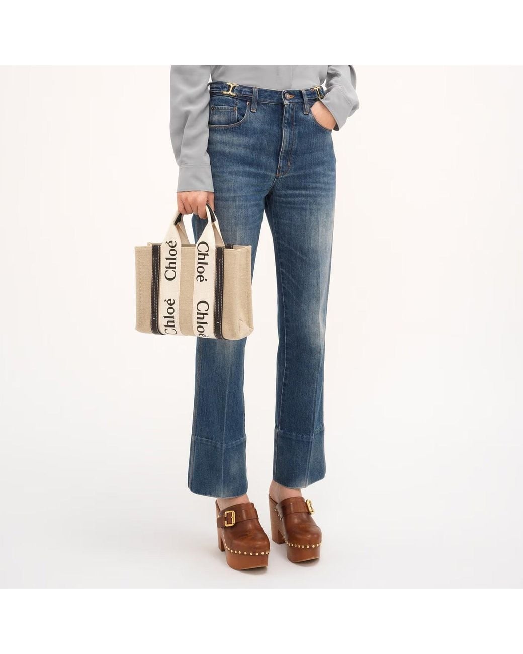 Chloé Metallic Woody Small Tote Bag