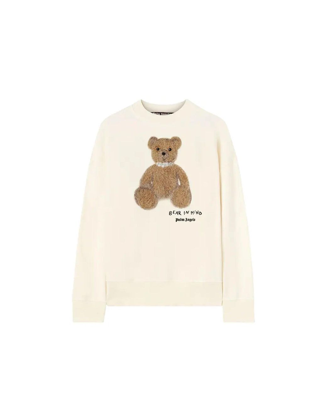 Palm Angels White Relaxed-Fit Cotton Sweatshirt With Bear Relief Print for men