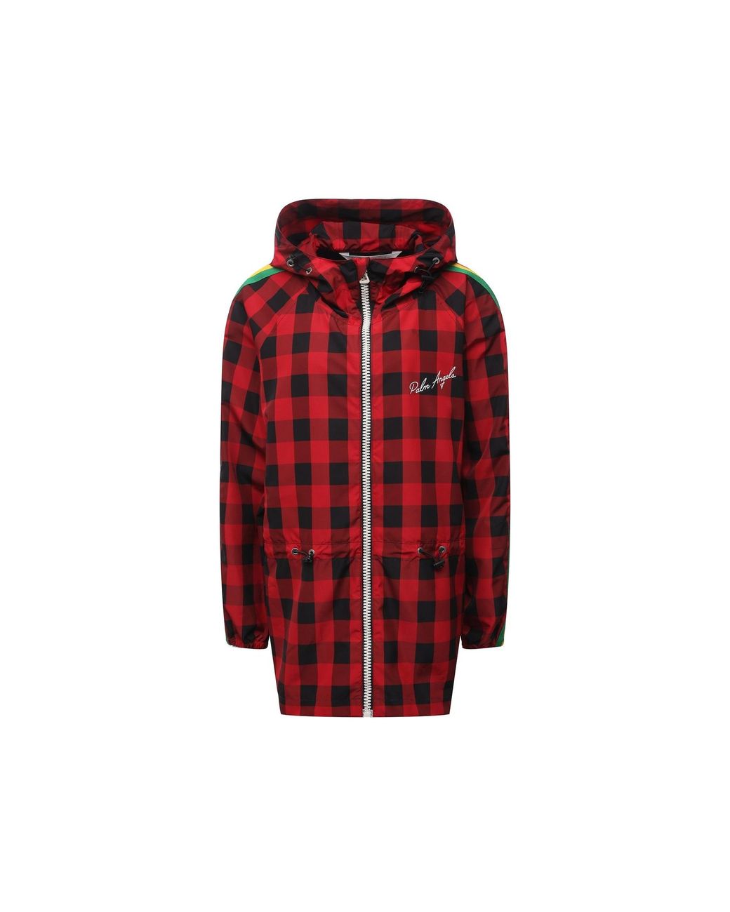Palm Angels Windbreaker Jacket With Hood, Checkered Pattern