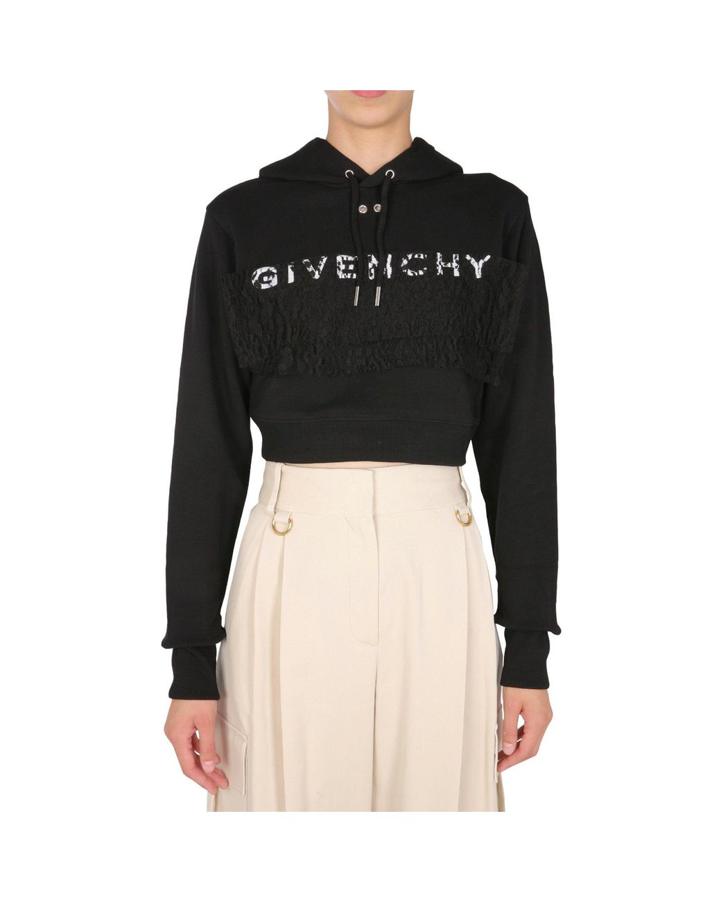 Givenchy Cropped Hooded Sweatshirt in Blue Lyst