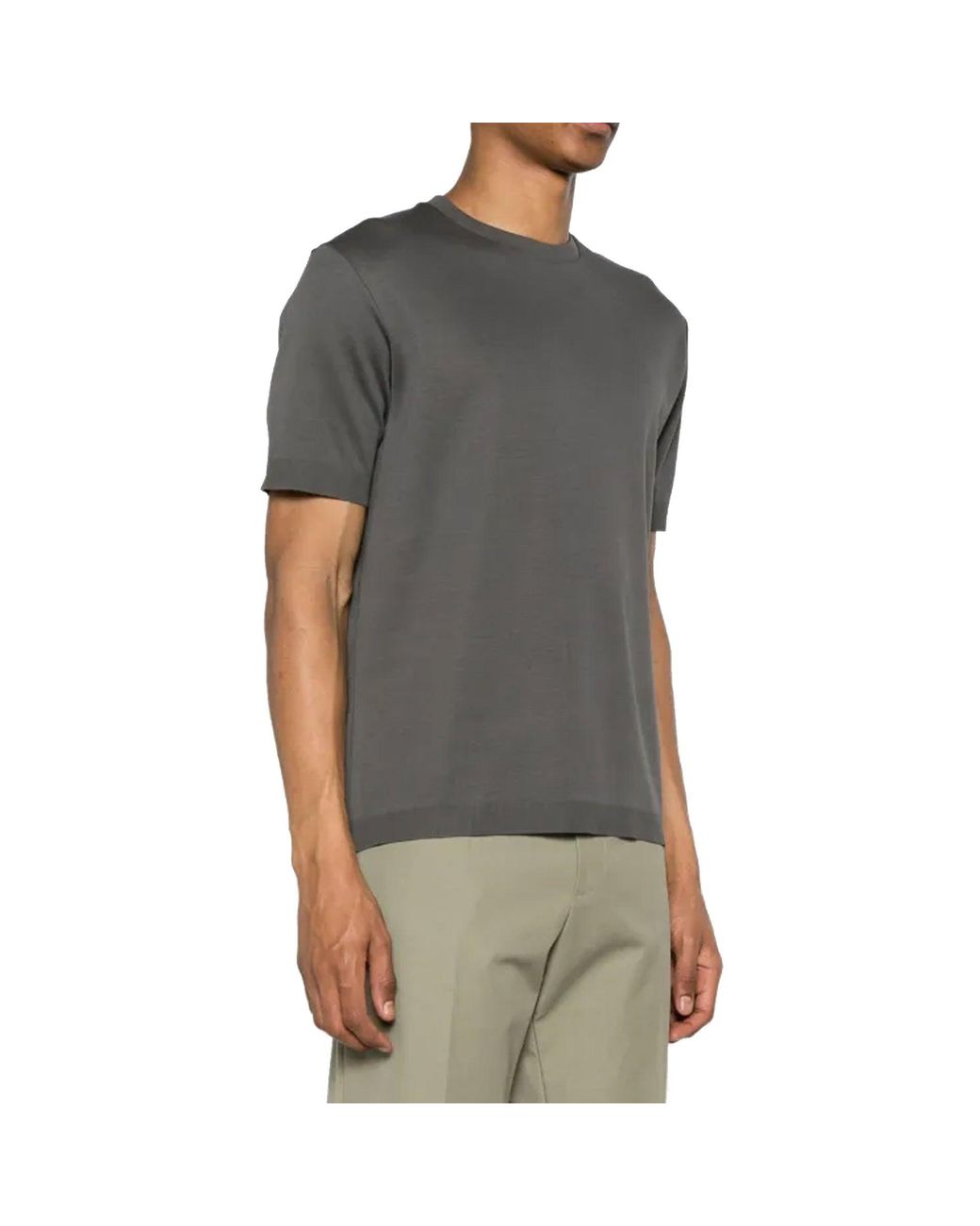 Herno Gray Silk Blend T-Shirt for men