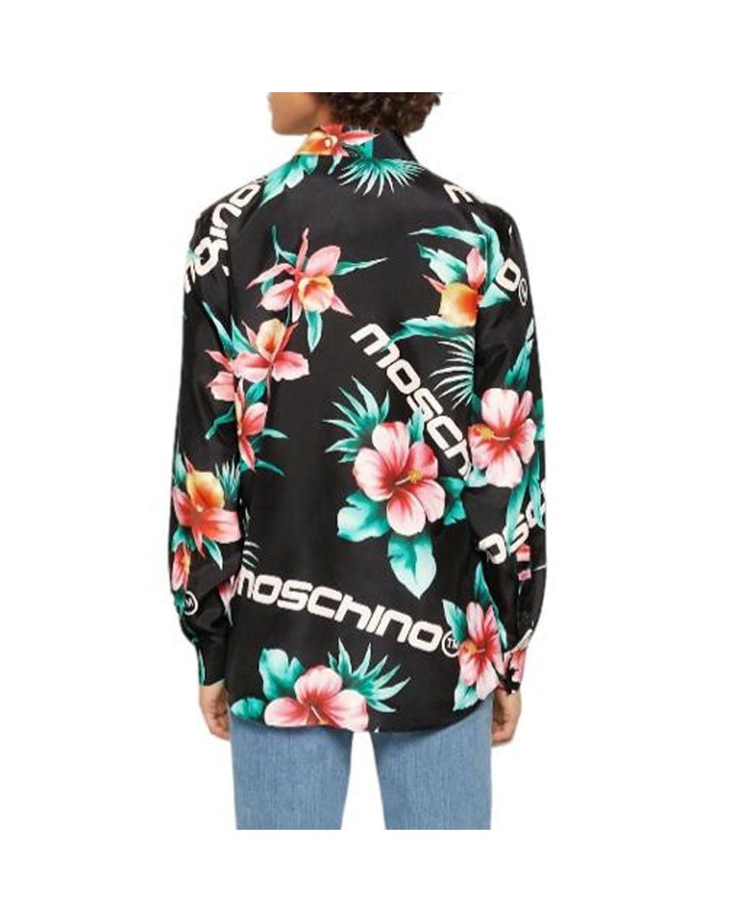 Moschino Couture Green Silk Printed Shirt for men