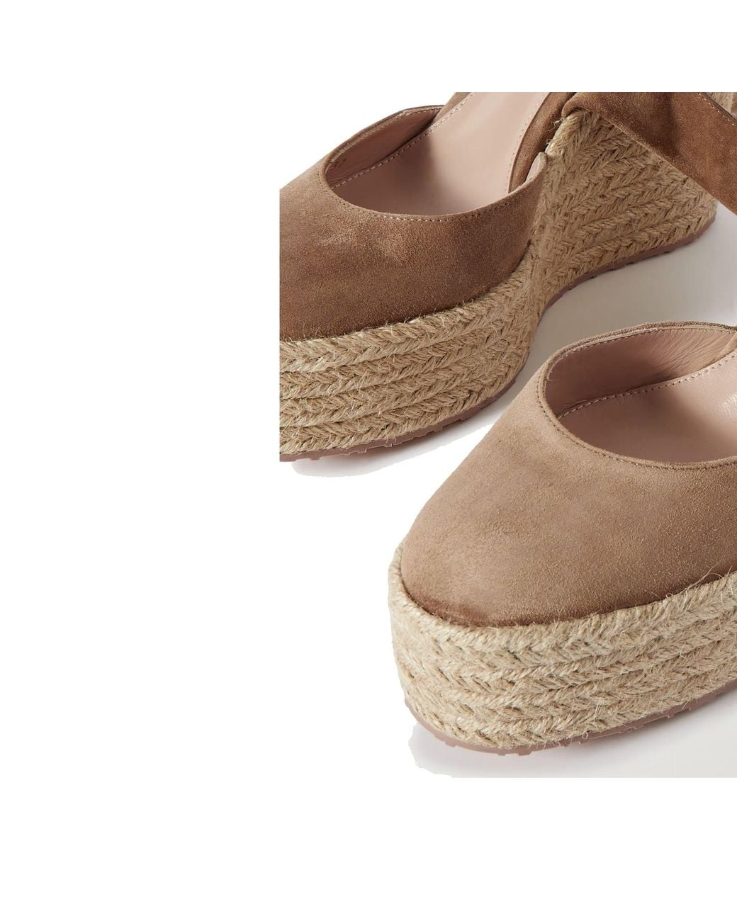 Gianvito Rossi Natural Suede Wedge Espadrilles With Jute Wedge And Ankle Ties