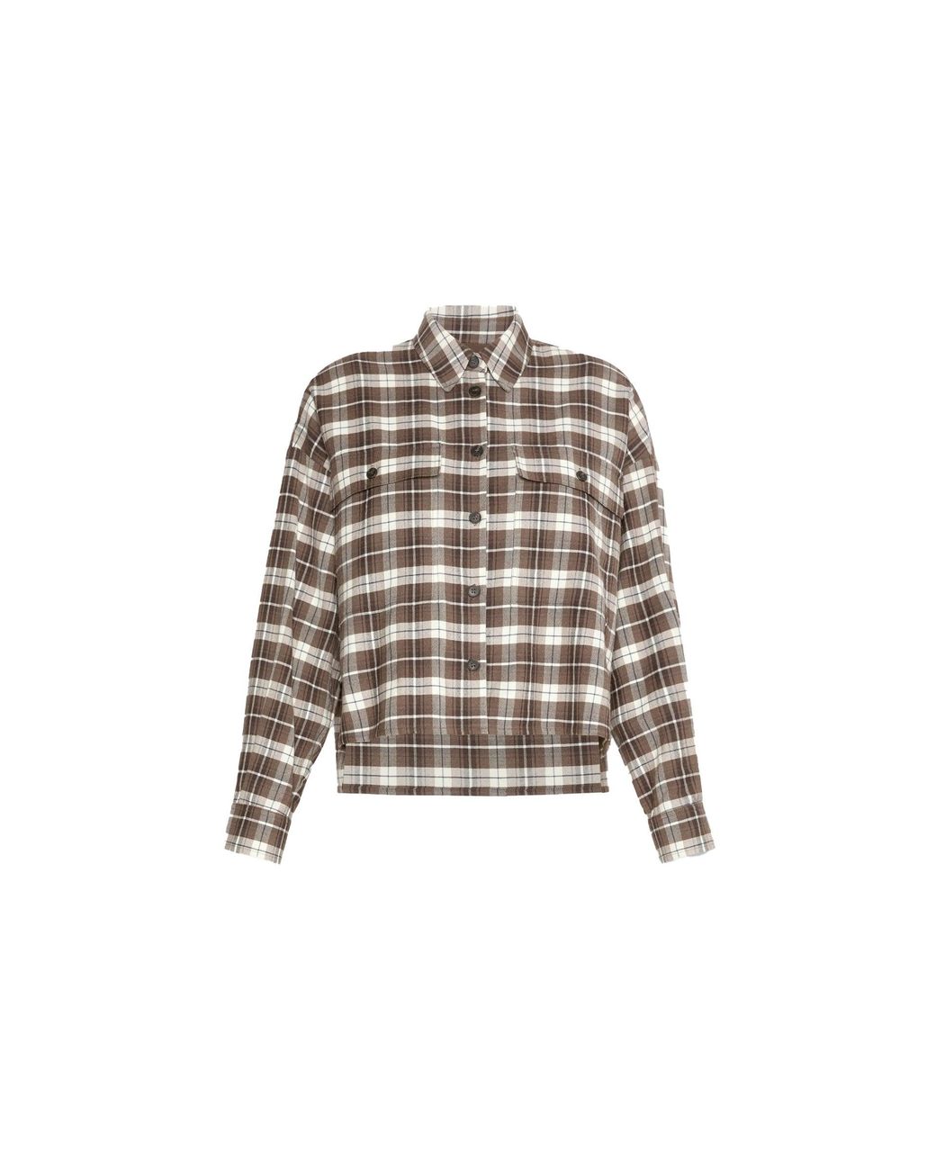 Weekend by Maxmara Gray Weekend Plaid Flannel Shirt
