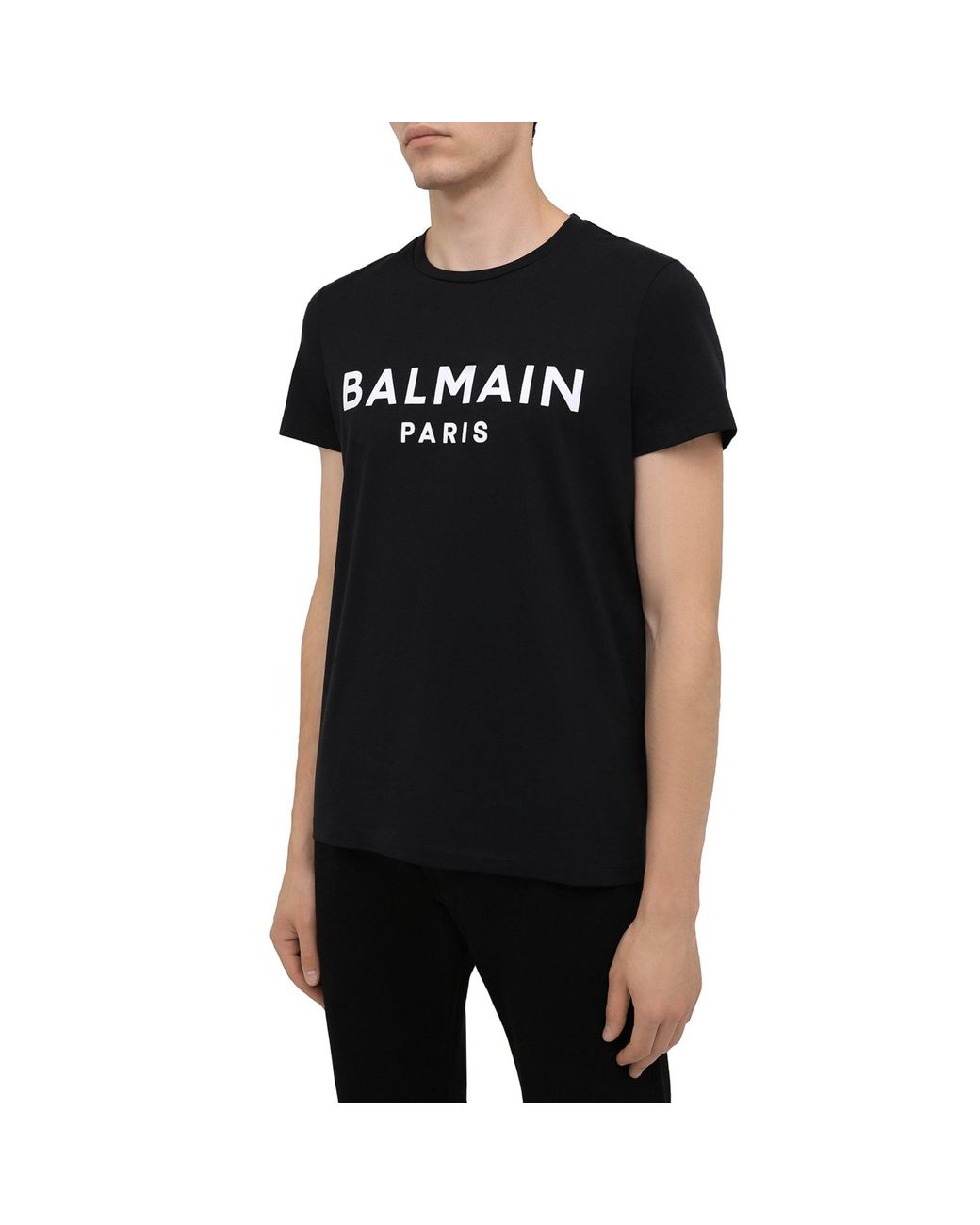 Balmain Cotton Logo T-shirt in Black for Men Mens T-shirts Balmain T-shirts 