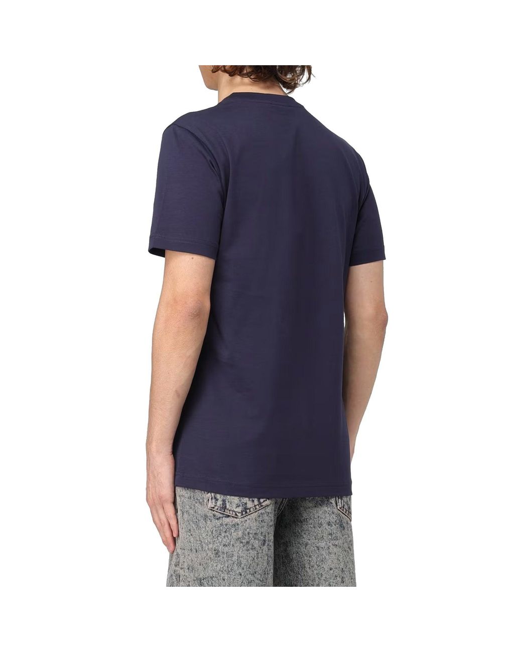 Marni Blue Cotton Logo T-Shirt for men