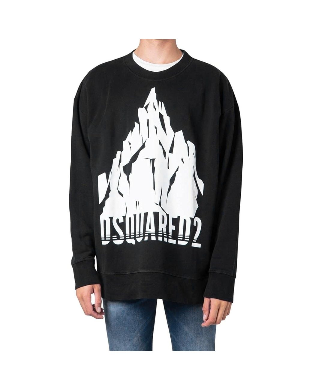 DSquared² Black Cotton Sweatshirt With Bold Logo Graphics for men