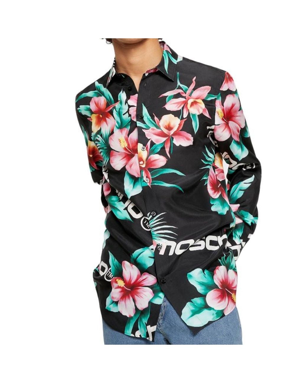 Moschino Couture Green Silk Printed Shirt for men