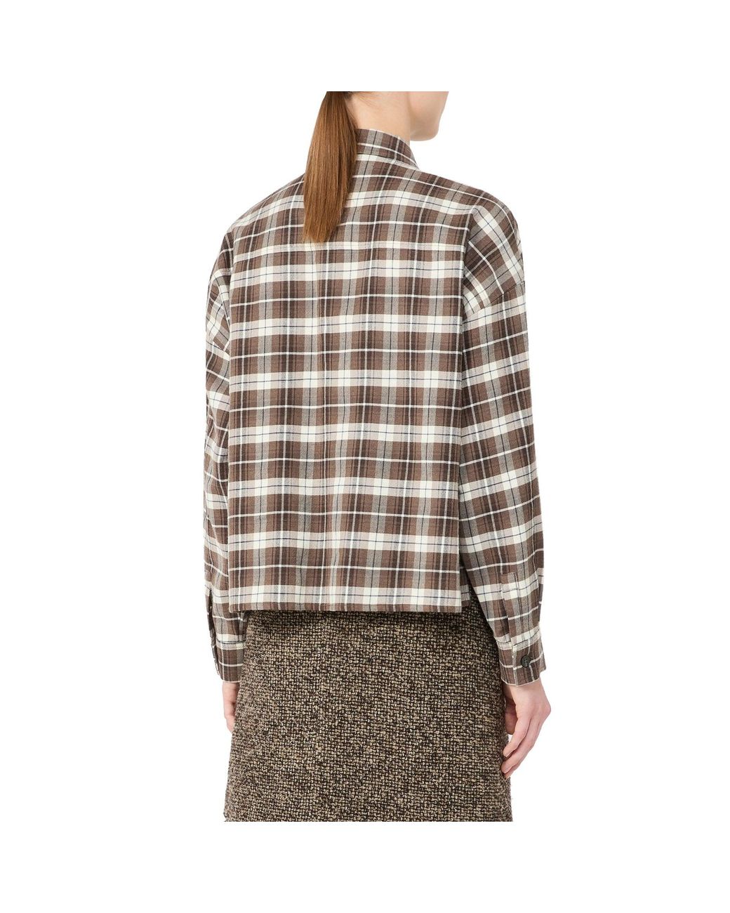 Weekend by Maxmara Gray Weekend Plaid Flannel Shirt