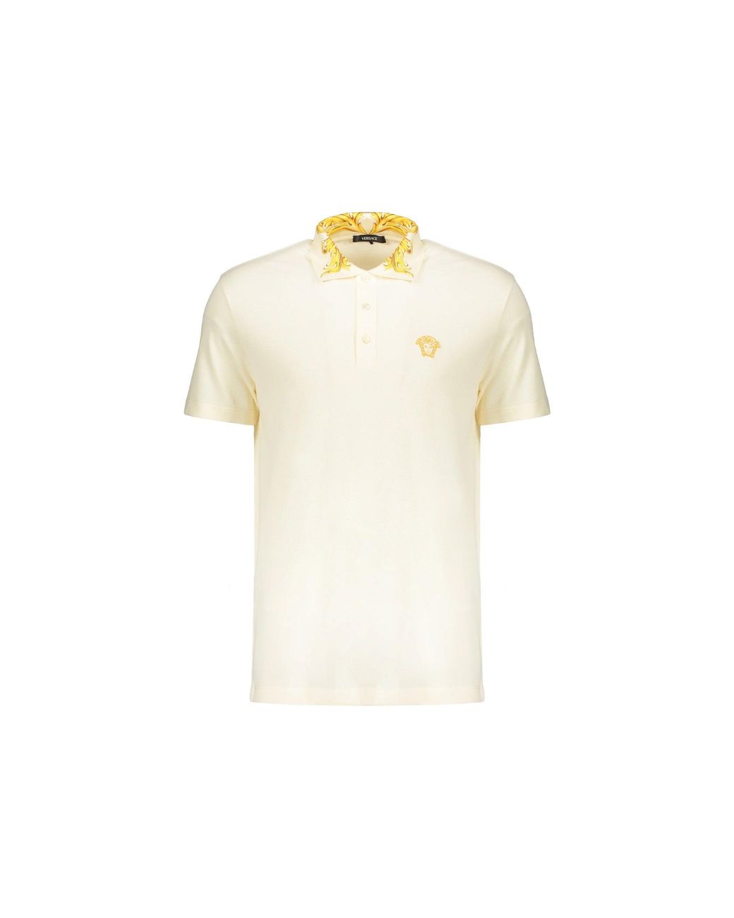 Versace Natural Contrast Collar Polo for men