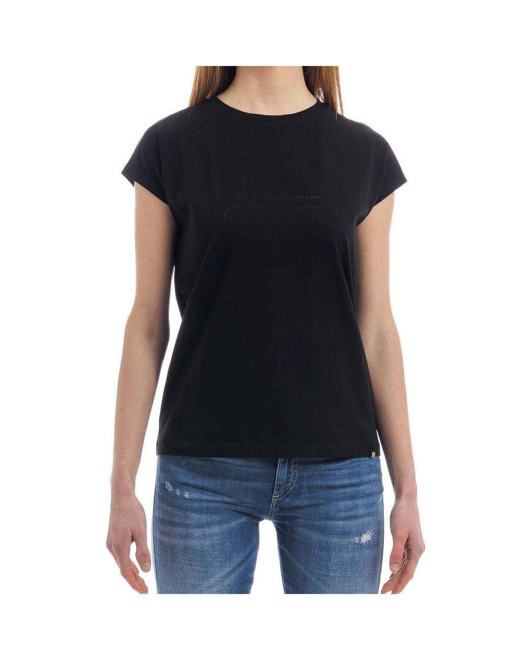 Herno Black Crystal-Embellished Logo T-Shirt