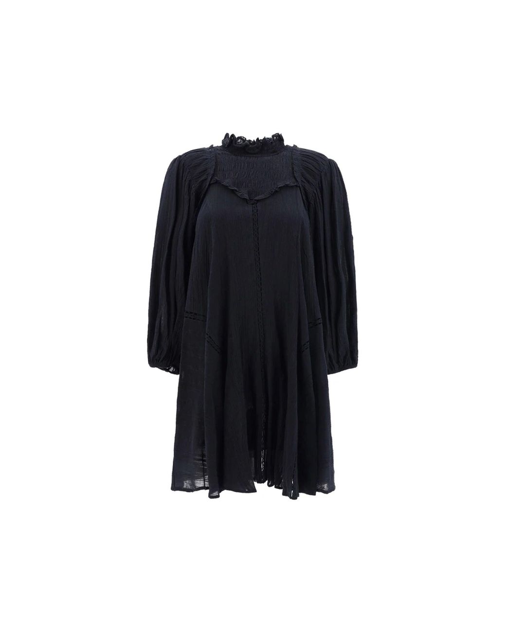 Isabel Marant Black Isma Dress With All-Over Perforated Floral Motif