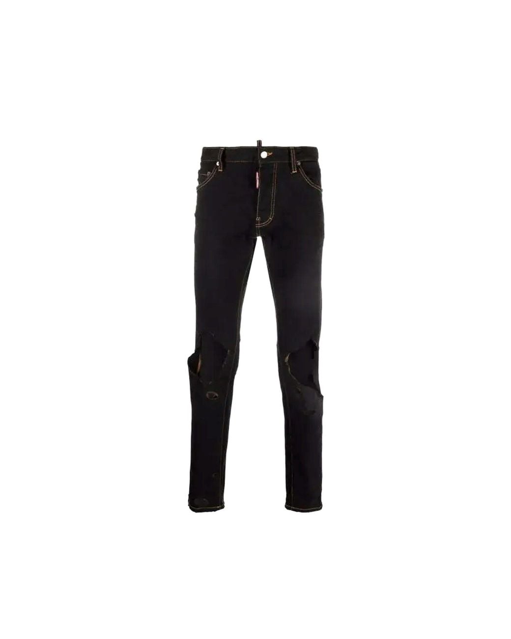 DSquared² Black Slim-Fit Denim Jeans With Distressed Details for men
