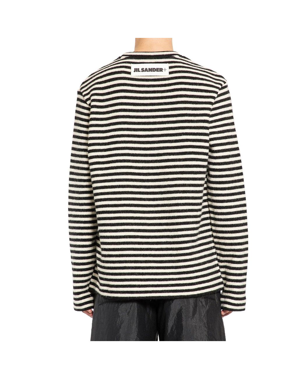 Jil Sander Black Striped Wool Compact Jersey T-Shirt for men