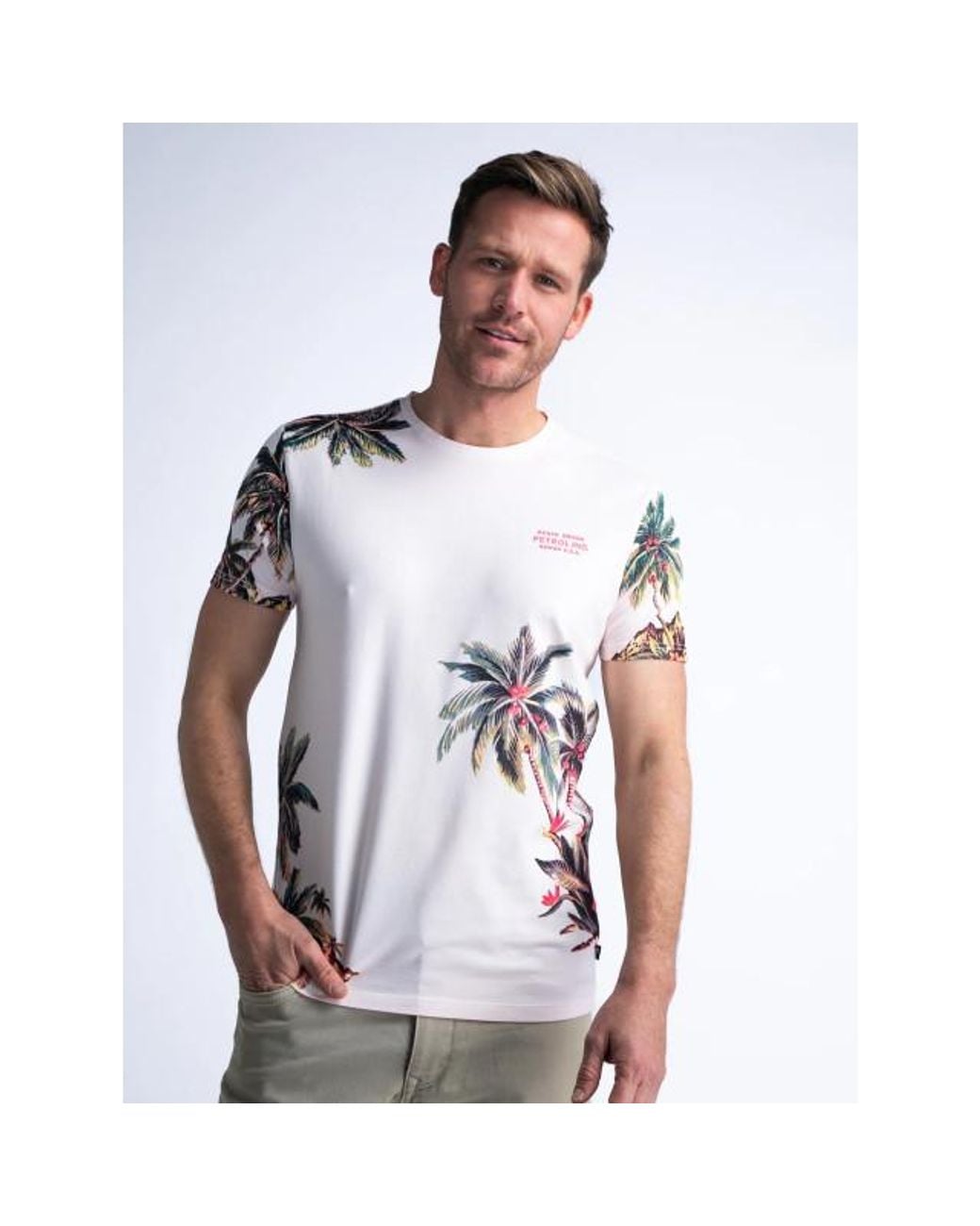 Petrol Industries T-Shirt Met Botanische Print in het White voor heren