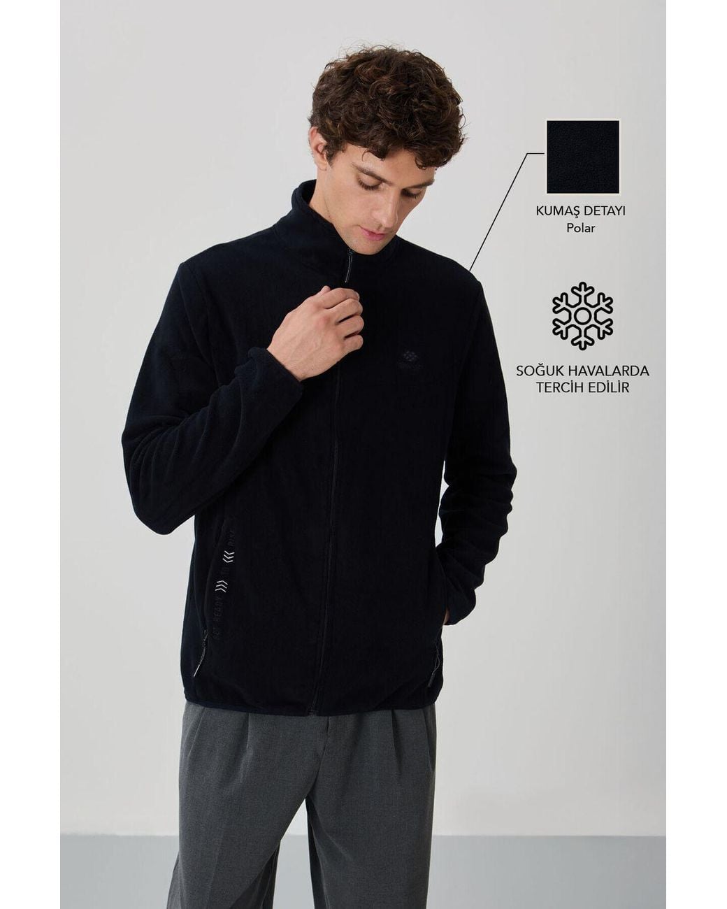 TOMMY LIFE Black Plush Zip-Front Sweatshirt for men