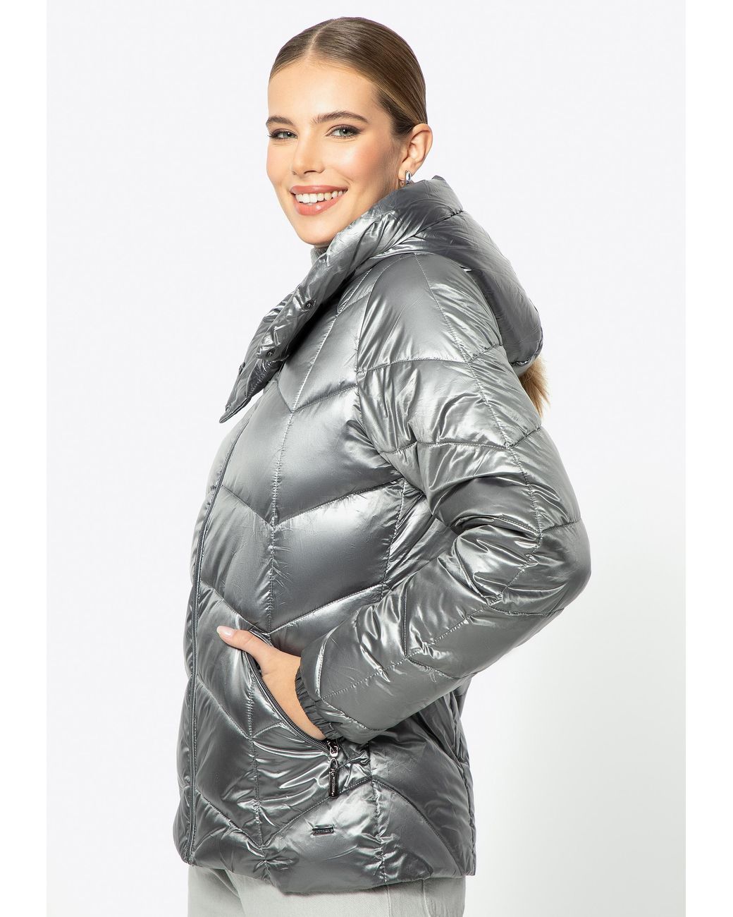 Wittchen Zilveren Nylon Gewatteerde Jas Voor Met Zigzagpatronen in het Gray