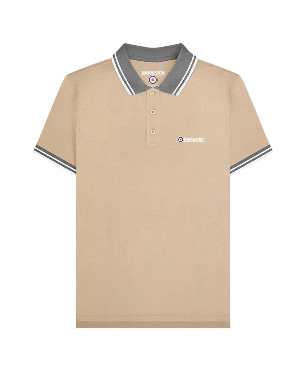 Lambretta Natural Contrast Tipped Polo Shirt /Iron) Cotton for men