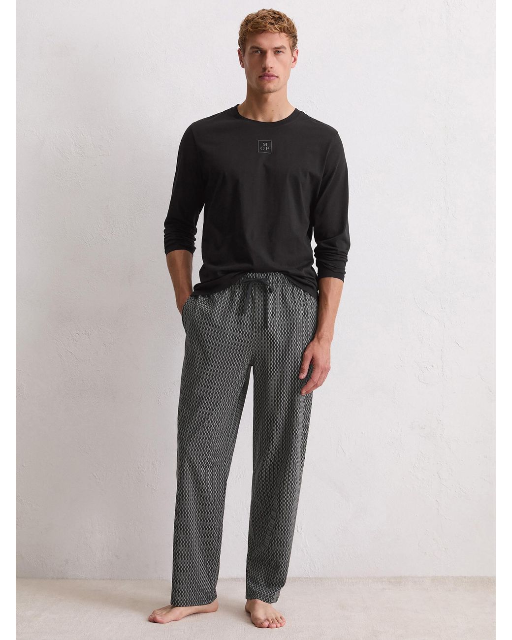 Marc O' Polo Mannen Pyjama Blend & Pair Cotton in het Black voor heren