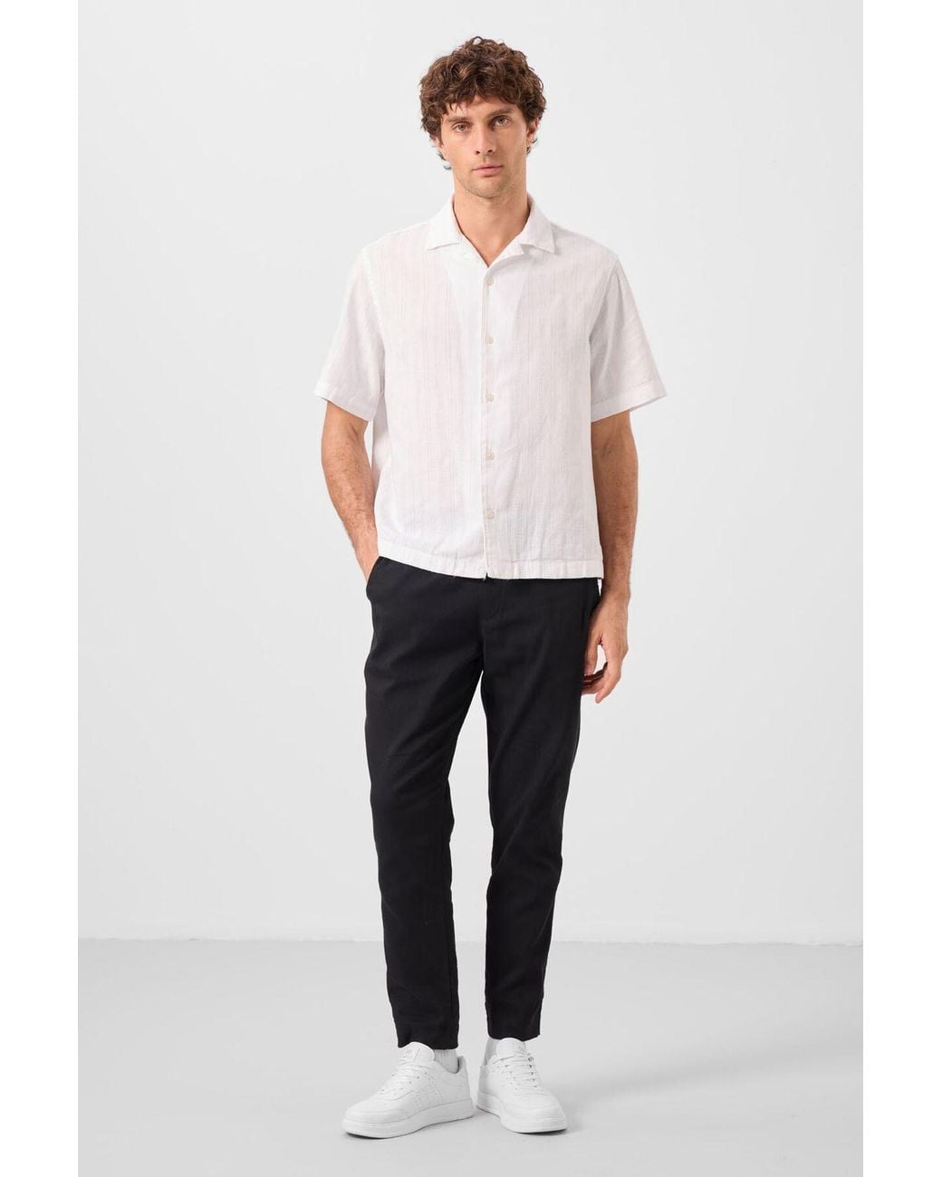 TOMMY LIFE White Straight-Leg Gabardine Chinos for men