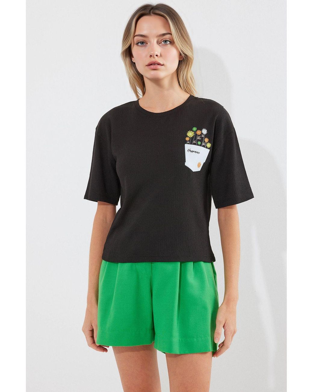Bigdart Green Embroidered Crew Neck Printed T-Shirt