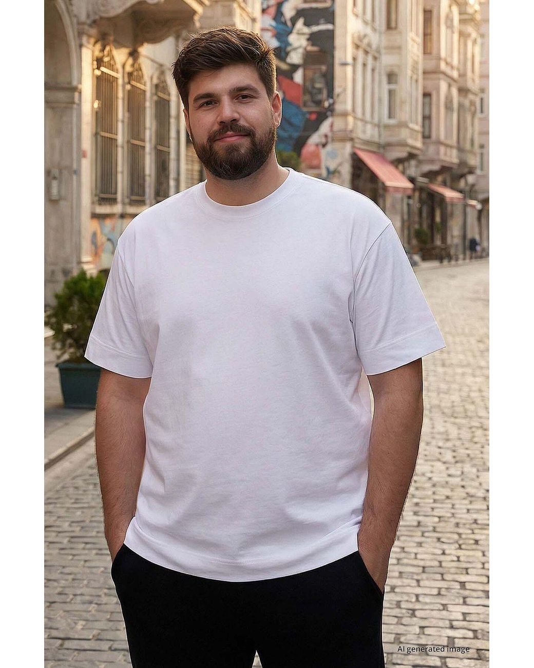 TOMMY LIFE White Cotton Elastane Crew Neck T-Shirt for men